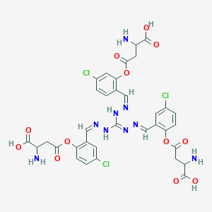 2-Amino-4-(2-((Z)-(2-((E)-((Z)-2-(2-((3-amino-3-carboxypropanoyl)oxy)-4-chlorobenzylidene)hydrazinyl)((E)-(2-((3-amino-3-carboxypropanoyl)oxy)-5-chlorobenzylidene)hydrazono)methyl)hydrazono)methyl)-4-chlorophenoxy)-4-oxobutanoic acid