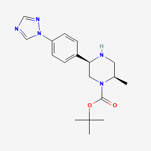 molecular formula C18H25N5O2 B13349651 Rel-tert-butyl (2R,5R)-5-(4-(1H-1,2,4-triazol-1-yl)phenyl)-2-methylpiperazine-1-carboxylate 