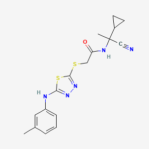 molecular formula C17H19N5OS2 B13349698 N-(1-Cyano-1-cyclopropylethyl)-2-((5-(m-tolylamino)-1,3,4-thiadiazol-2-yl)thio)acetamide 