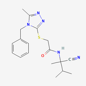 molecular formula C18H23N5OS B13349700 2-[(4-benzyl-5-methyl-4H-1,2,4-triazol-3-yl)sulfanyl]-N-(1-cyano-1,2-dimethylpropyl)acetamide 