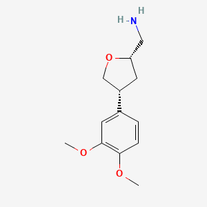 molecular formula C13H19NO3 B13349705 ((2S,4R)-4-(3,4-Dimethoxyphenyl)tetrahydrofuran-2-yl)methanamine 