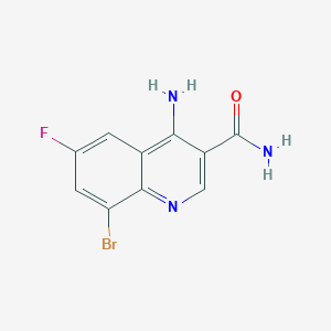 molecular formula C10H7BrFN3O B13349754 4-Amino-8-bromo-6-fluoroquinoline-3-carboxamide 