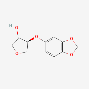 molecular formula C11H12O5 B13349758 Rel-(3S,4S)-4-(benzo[d][1,3]dioxol-5-yloxy)tetrahydrofuran-3-ol 