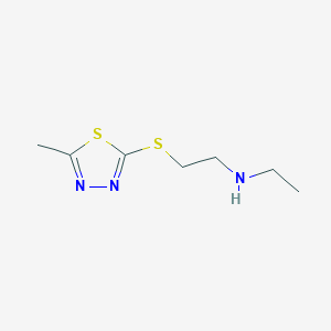 molecular formula C7H13N3S2 B13349835 N-Ethyl-2-((5-methyl-1,3,4-thiadiazol-2-yl)thio)ethan-1-amine 