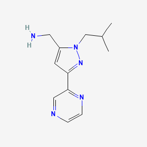 molecular formula C12H17N5 B13349888 (1-isobutyl-3-(pyrazin-2-yl)-1H-pyrazol-5-yl)methanamine 