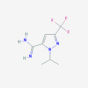 molecular formula C8H11F3N4 B13350007 1-isopropyl-3-(trifluoromethyl)-1H-pyrazole-5-carboximidamide 