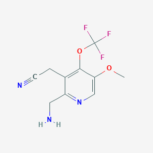 molecular formula C10H10F3N3O2 B13350009 2-(Aminomethyl)-5-methoxy-4-(trifluoromethoxy)pyridine-3-acetonitrile 