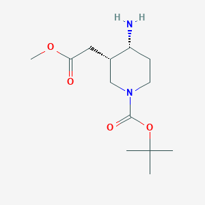 molecular formula C13H24N2O4 B13350113 Rel-tert-butyl (3S,4R)-4-amino-3-(2-methoxy-2-oxoethyl)piperidine-1-carboxylate 