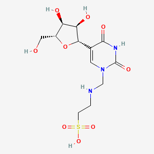 molecular formula C12H19N3O9S B13350140 2-(((5-((2S,3R,4S,5R)-3,4-Dihydroxy-5-(hydroxymethyl)tetrahydrofuran-2-yl)-2,4-dioxo-3,4-dihydropyrimidin-1(2H)-yl)methyl)amino)ethanesulfonic acid 