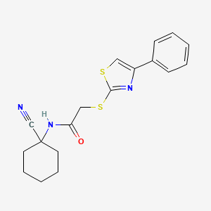 molecular formula C18H19N3OS2 B13350181 N-(1-cyanocyclohexyl)-2-[(4-phenyl-1,3-thiazol-2-yl)sulfanyl]acetamide 