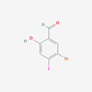 molecular formula C7H4BrIO2 B13350197 5-Bromo-2-hydroxy-4-iodobenzaldehyde 