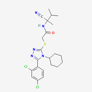 molecular formula C22H27Cl2N5OS B13350233 N-(1-cyano-1,2-dimethylpropyl)-2-{[4-cyclohexyl-5-(2,4-dichlorophenyl)-4H-1,2,4-triazol-3-yl]sulfanyl}acetamide 