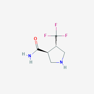 molecular formula C6H9F3N2O B13350346 (3S,4S)-4-(Trifluoromethyl)pyrrolidine-3-carboxamide 