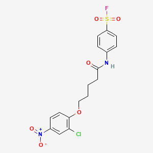 molecular formula C17H16ClFN2O6S B13350414 Benzenesulfonylfluoride, 4-[[5-(2-chloro-4-nitrophenoxy)-1-oxopentyl]amino]- CAS No. 30885-86-0