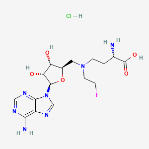 molecular formula C16H25ClIN7O5 B13350433 (S)-2-Amino-4-((((2R,3S,4R,5R)-5-(6-amino-9H-purin-9-yl)-3,4-dihydroxytetrahydrofuran-2-yl)methyl)(2-iodoethyl)amino)butanoic acid hydrochloride 