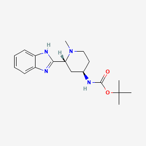 molecular formula C18H26N4O2 B13350448 tert-Butyl ((2R,4R)-2-(1H-benzo[d]imidazol-2-yl)-1-methylpiperidin-4-yl)carbamate 