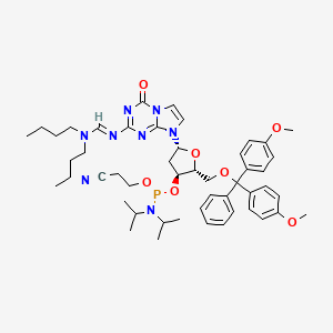 (2R,3S,5R)-2-((Bis(4-methoxyphenyl)(phenyl)methoxy)methyl)-5-(2-(((dibutylamino)methylene)amino)-4-oxoimidazo[1,2-a][1,3,5]triazin-8(4H)-yl)tetrahydrofuran-3-yl (2-cyanoethyl) diisopropylphosphoramidite