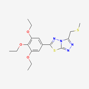 molecular formula C17H22N4O3S2 B13350586 3-[(Methylsulfanyl)methyl]-6-(3,4,5-triethoxyphenyl)[1,2,4]triazolo[3,4-b][1,3,4]thiadiazole 