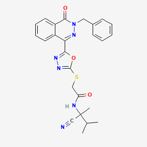 molecular formula C25H24N6O3S B13350609 2-{[5-(3-benzyl-4-oxo-3,4-dihydrophthalazin-1-yl)-1,3,4-oxadiazol-2-yl]sulfanyl}-N-(1-cyano-1,2-dimethylpropyl)acetamide 