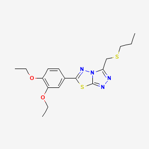 molecular formula C17H22N4O2S2 B13350629 6-(3,4-Diethoxyphenyl)-3-[(propylsulfanyl)methyl][1,2,4]triazolo[3,4-b][1,3,4]thiadiazole 