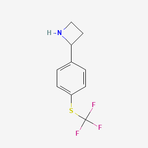 molecular formula C10H10F3NS B13350681 2-(4-((Trifluoromethyl)thio)phenyl)azetidine 