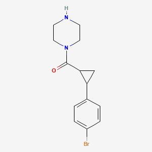 molecular formula C14H17BrN2O B13350741 (2-(4-Bromophenyl)cyclopropyl)(piperazin-1-yl)methanone 