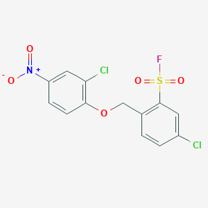 molecular formula C13H8Cl2FNO5S B13350753 Benzenesulfonylfluoride, 5-chloro-2-[(2-chloro-4-nitrophenoxy)methyl]- CAS No. 30885-51-9