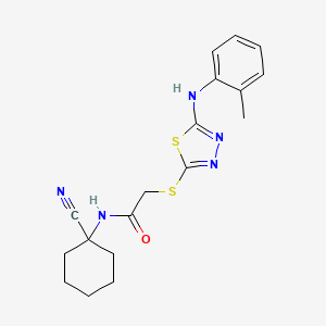 molecular formula C18H21N5OS2 B13350808 N-(1-Cyanocyclohexyl)-2-((5-(o-tolylamino)-1,3,4-thiadiazol-2-yl)thio)acetamide 