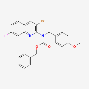 molecular formula C25H20BrIN2O3 B13350842 Benzyl (3-bromo-7-iodoquinolin-2-yl)(4-methoxybenzyl)carbamate 