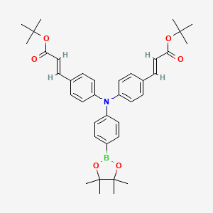 molecular formula C38H46BNO6 B13350843 di-tert-Butyl 3,3'-(((4-(4,4,5,5-tetramethyl-1,3,2-dioxaborolan-2-yl)phenyl)azanediyl)bis(4,1-phenylene))diacrylate 