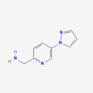 molecular formula C9H10N4 B13350922 (5-(1H-Pyrazol-1-yl)pyridin-2-yl)methanamine 