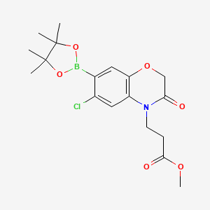 molecular formula C18H23BClNO6 B13350928 Methyl 3-(6-chloro-3-oxo-7-(4,4,5,5-tetramethyl-1,3,2-dioxaborolan-2-yl)-2,3-dihydro-4H-benzo[b][1,4]oxazin-4-yl)propanoate 