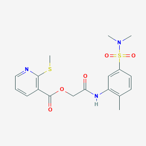 molecular formula C18H21N3O5S2 B13350952 {[5-(Dimethylsulfamoyl)-2-methylphenyl]carbamoyl}methyl 2-(methylsulfanyl)pyridine-3-carboxylate 