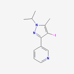 molecular formula C12H14IN3 B13351136 3-(4-iodo-1-isopropyl-5-methyl-1H-pyrazol-3-yl)pyridine 