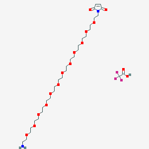 molecular formula C32H57F3N2O16 B13351197 1-(38-Amino-3,6,9,12,15,18,21,24,27,30,33,36-dodecaoxaoctatriacontyl)-1H-pyrrole-2,5-dione 2,2,2-trifluoroacetate 