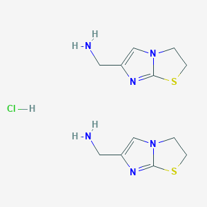 molecular formula C12H19ClN6S2 B13351211 (2,3-Dihydroimidazo[2,1-b]thiazol-6-yl)methanamine hemihydrochloride 