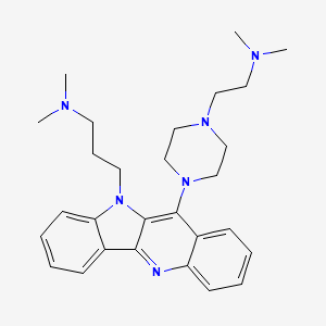 molecular formula C28H38N6 B13351225 3-(11-(4-(2-(Dimethylamino)ethyl)piperazin-1-yl)-10H-indolo[3,2-b]quinolin-10-yl)-N,N-dimethylpropan-1-amine 