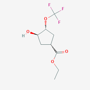 Rel-ethyl (1R,3R,4R)-3-hydroxy-4-(trifluoromethoxy)cyclopentane-1-carboxylate