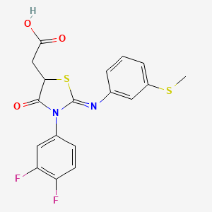 2-(3-(3,4-Difluorophenyl)-2-((3-(methylthio)phenyl)imino)-4-oxothiazolidin-5-yl)acetic acid