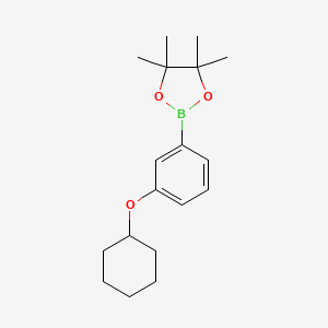 molecular formula C18H27BO3 B13351241 2-[3-(Cyclohexyloxy)phenyl]-4,4,5,5-tetramethyl-1,3,2-dioxaborolane 