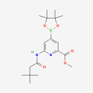 molecular formula C19H29BN2O5 B13351300 Methyl 6-(3,3-diMethylbutanaMido)-4-(4,4,5,5-tetraMethyl-1,3,2-dioxaborolan-2-yl)picolinate 