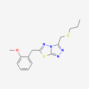 molecular formula C15H18N4OS2 B13351309 6-(2-Methoxybenzyl)-3-[(propylsulfanyl)methyl][1,2,4]triazolo[3,4-b][1,3,4]thiadiazole 