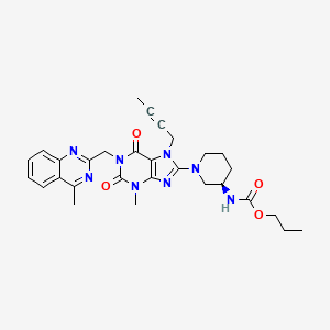 molecular formula C29H34N8O4 B13351319 Propyl (R)-(1-(7-(but-2-yn-1-yl)-3-methyl-1-((4-methylquinazolin-2-yl)methyl)-2,6-dioxo-2,3,6,7-tetrahydro-1H-purin-8-yl)piperidin-3-yl)carbamate 