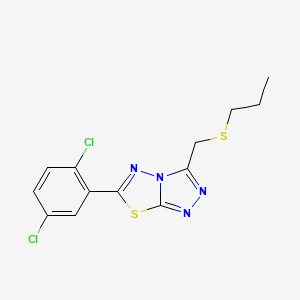 molecular formula C13H12Cl2N4S2 B13351391 6-(2,5-Dichlorophenyl)-3-[(propylsulfanyl)methyl][1,2,4]triazolo[3,4-b][1,3,4]thiadiazole 