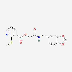 2-((Benzo[d][1,3]dioxol-5-ylmethyl)amino)-2-oxoethyl 2-(methylthio)nicotinate