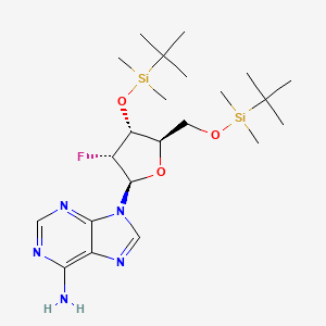 molecular formula C22H40FN5O3Si2 B13351441 9-((2R,3R,4R,5R)-4-((tert-Butyldimethylsilyl)oxy)-5-(((tert-butyldimethylsilyl)oxy)methyl)-3-fluorotetrahydrofuran-2-yl)-9H-purin-6-amine 