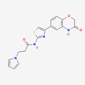 N-[(2E)-4-(3-oxo-3,4-dihydro-2H-1,4-benzoxazin-6-yl)-1,3-thiazol-2(3H)-ylidene]-3-(1H-pyrrol-1-yl)propanamide