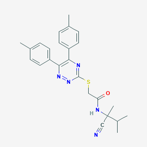 2-{[5,6-bis(4-methylphenyl)-1,2,4-triazin-3-yl]sulfanyl}-N-(1-cyano-1,2-dimethylpropyl)acetamide