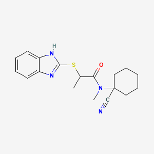 molecular formula C18H22N4OS B13351615 2-((1H-Benzo[d]imidazol-2-yl)thio)-N-(1-cyanocyclohexyl)-N-methylpropanamide 