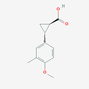 molecular formula C12H14O3 B13351640 Rel-(1R,2R)-2-(4-methoxy-3-methylphenyl)cyclopropane-1-carboxylic acid 